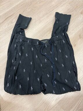 Ralph Lauren Black Pants with Polo Pony Embroidery